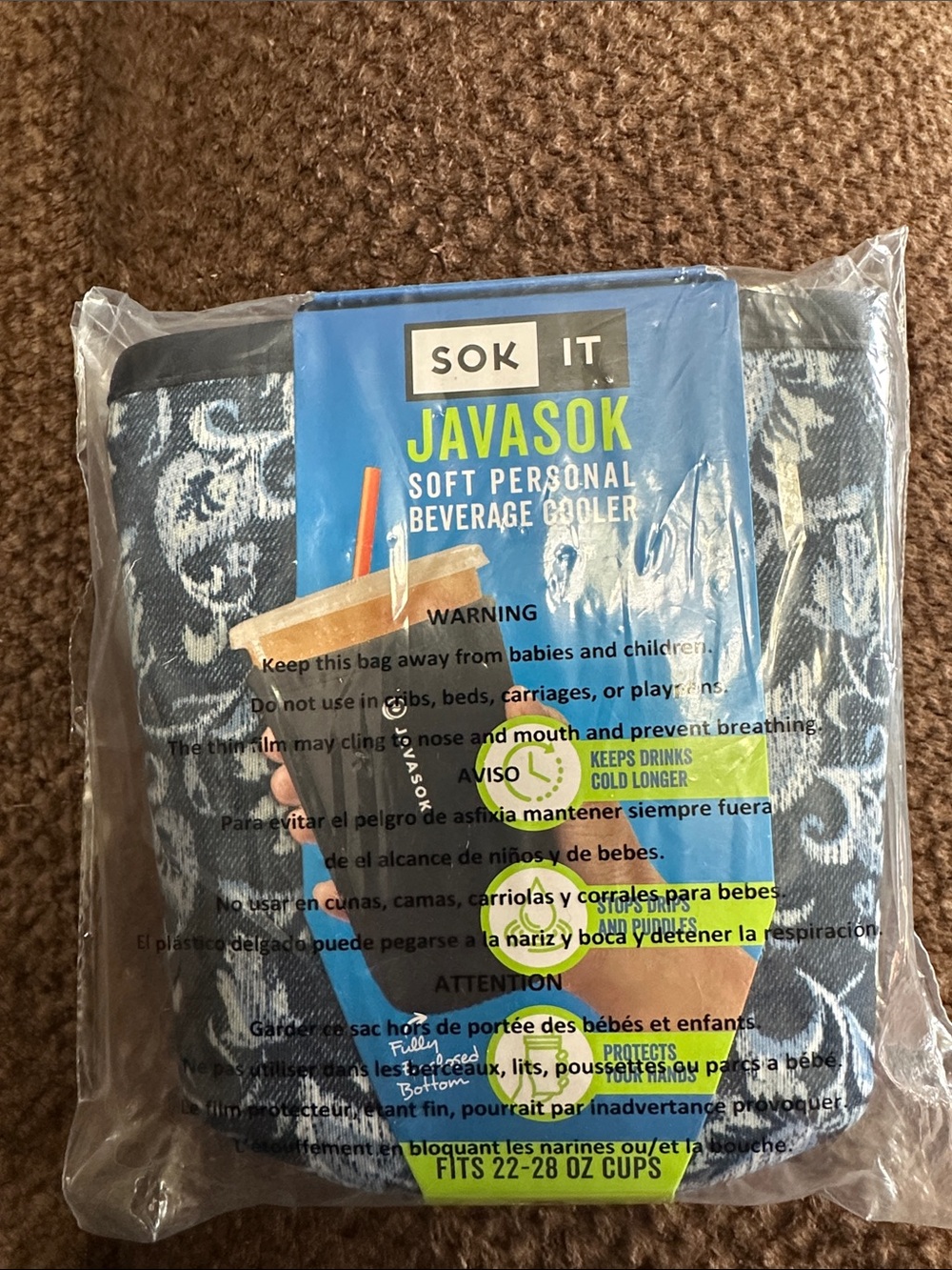 Javasok Soft Personal Beverage Cooler - size medium. Print is Paisley Patchwork